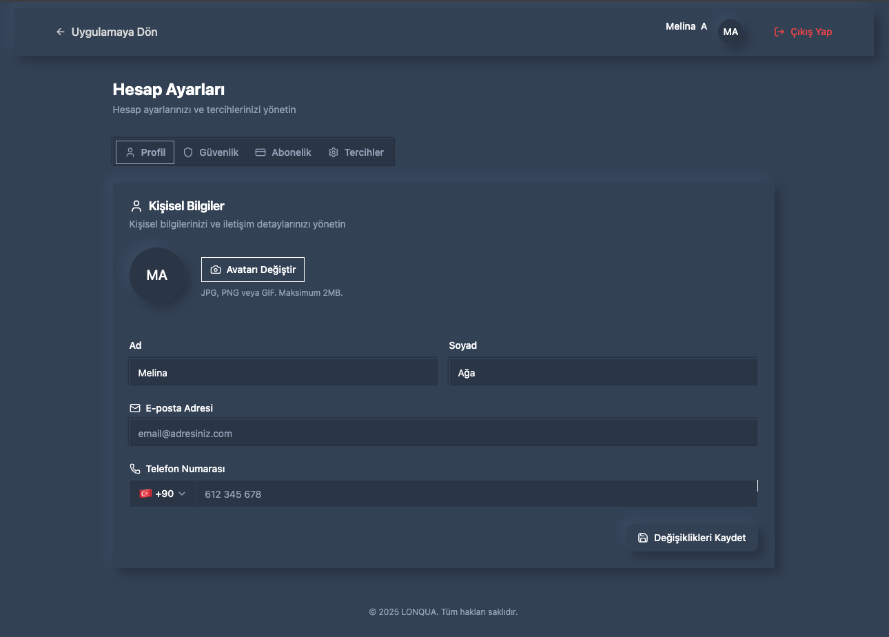 Illustration 1.6 Kullanıcı Paneli